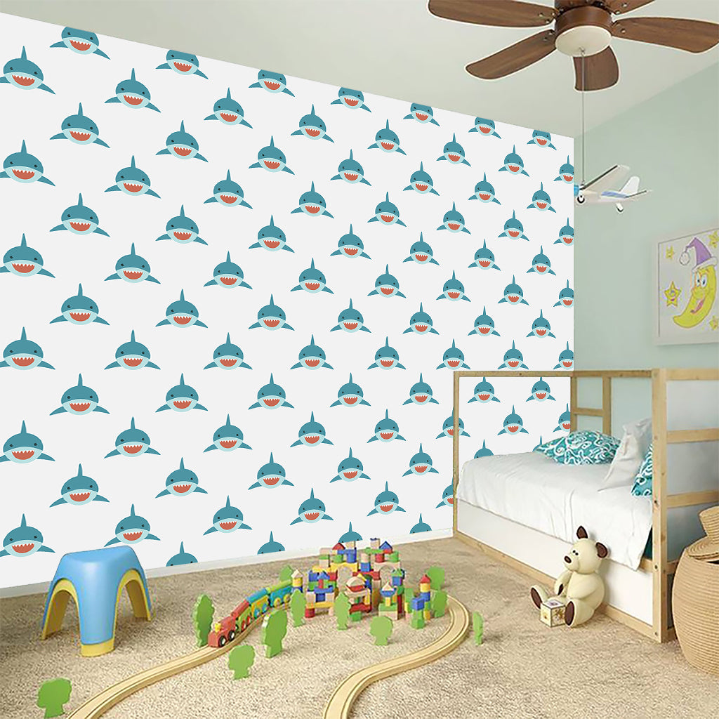Smiley Shark Pattern Print Wall Sticker