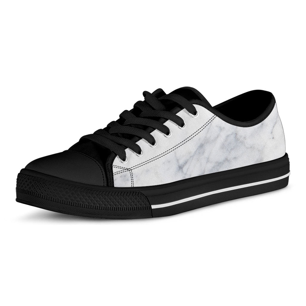 Smoke Grey Marble Print Black Low Top Sneakers