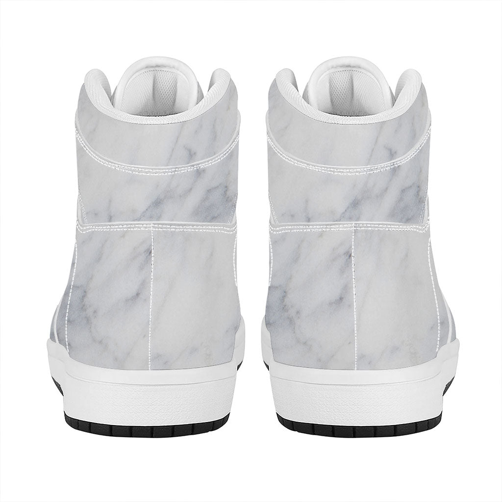 Smoke Grey Marble Print High Top Leather Sneakers