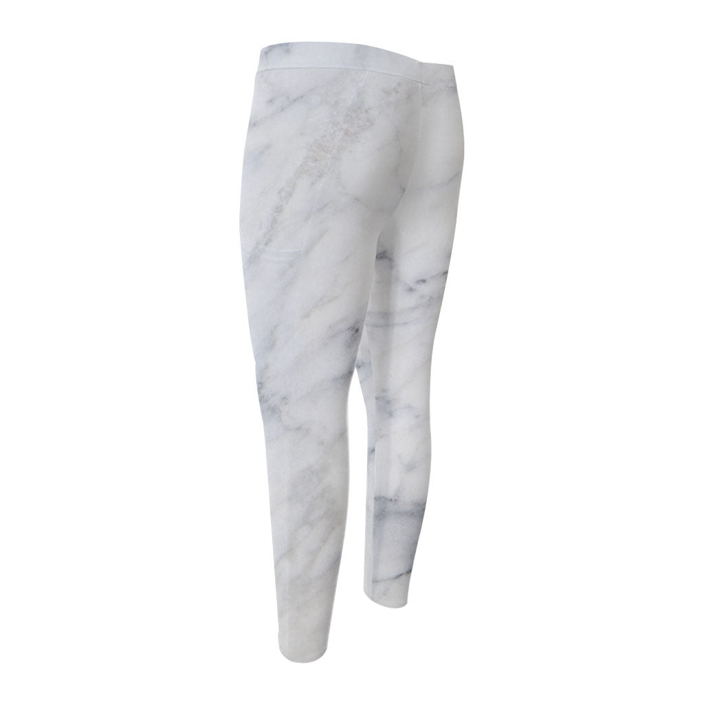 Smoke Grey Marble Print Men's Compression Pants