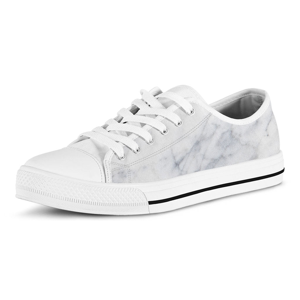 Smoke Grey Marble Print White Low Top Sneakers