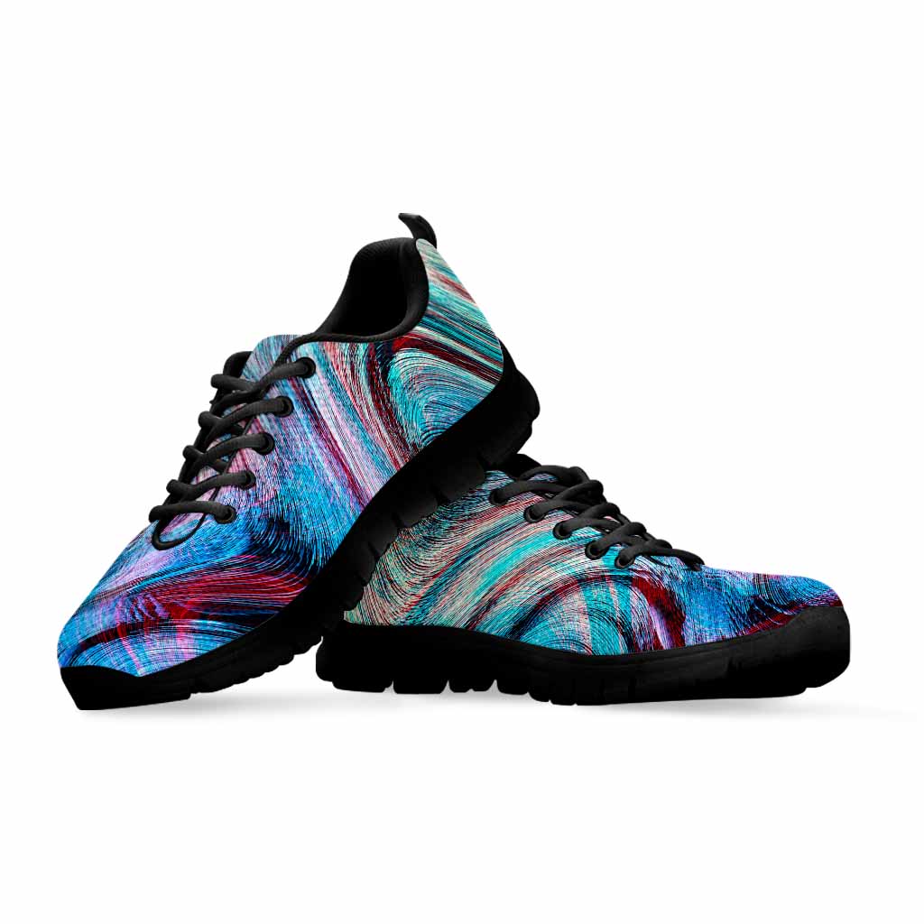 Smoke Psychedelic Trippy Print Black Running Shoes