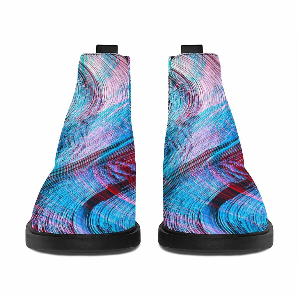 Smoke Psychedelic Trippy Print Flat Ankle Boots