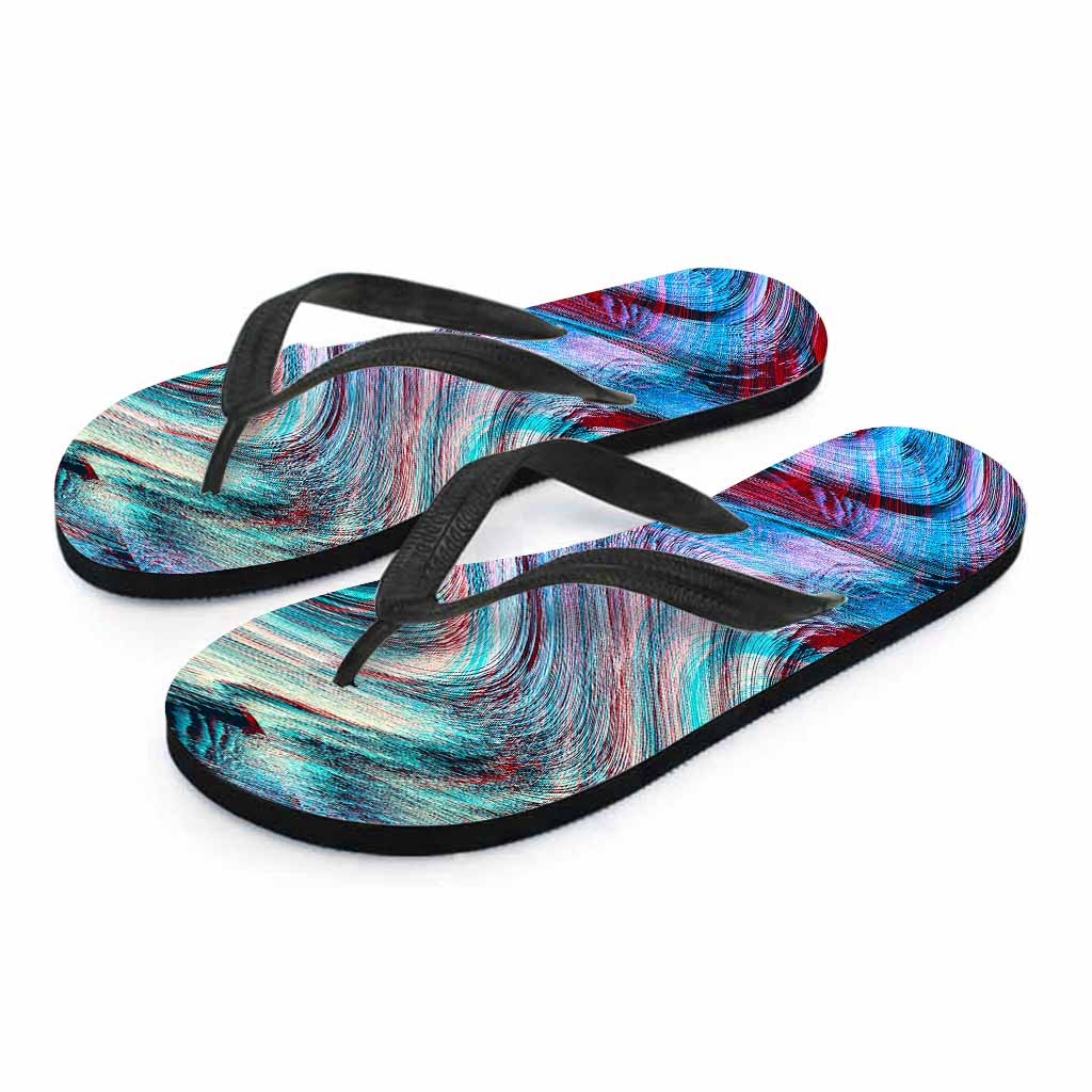 Smoke Psychedelic Trippy Print Flip Flops