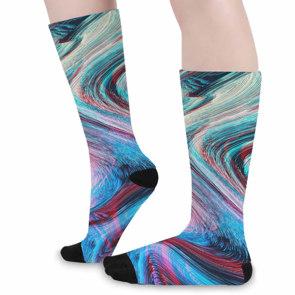 Smoke Psychedelic Trippy Print Long Socks