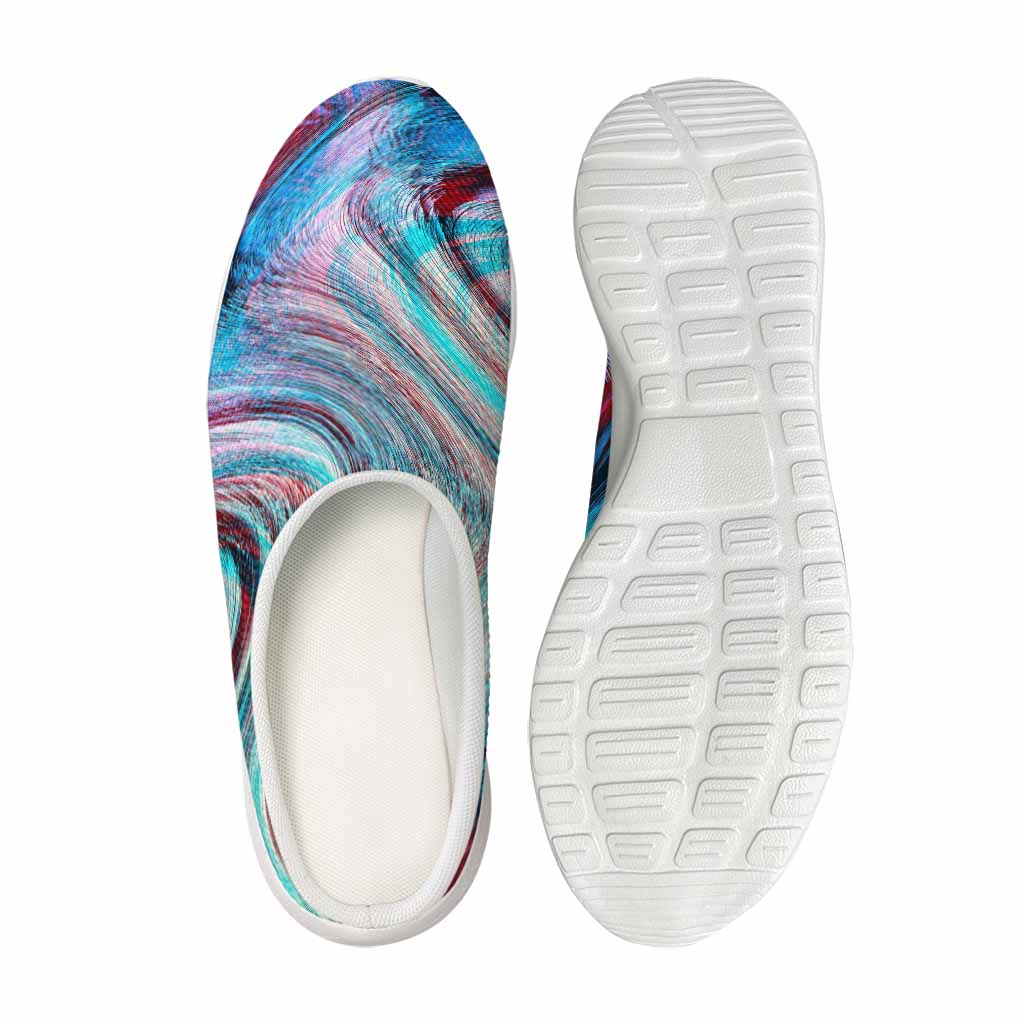 Smoke Psychedelic Trippy Print Mesh Casual Shoes