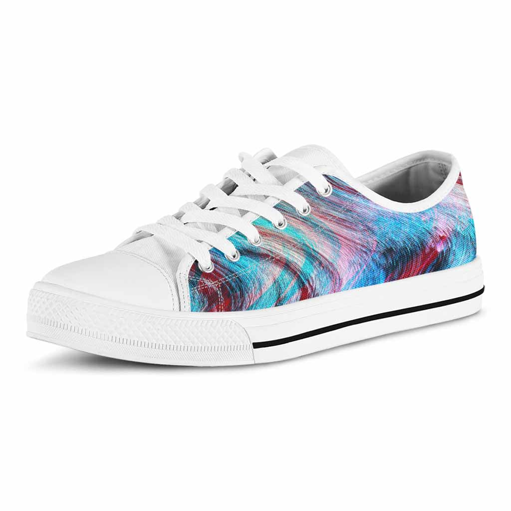 Smoke Psychedelic Trippy Print White Low Top Sneakers