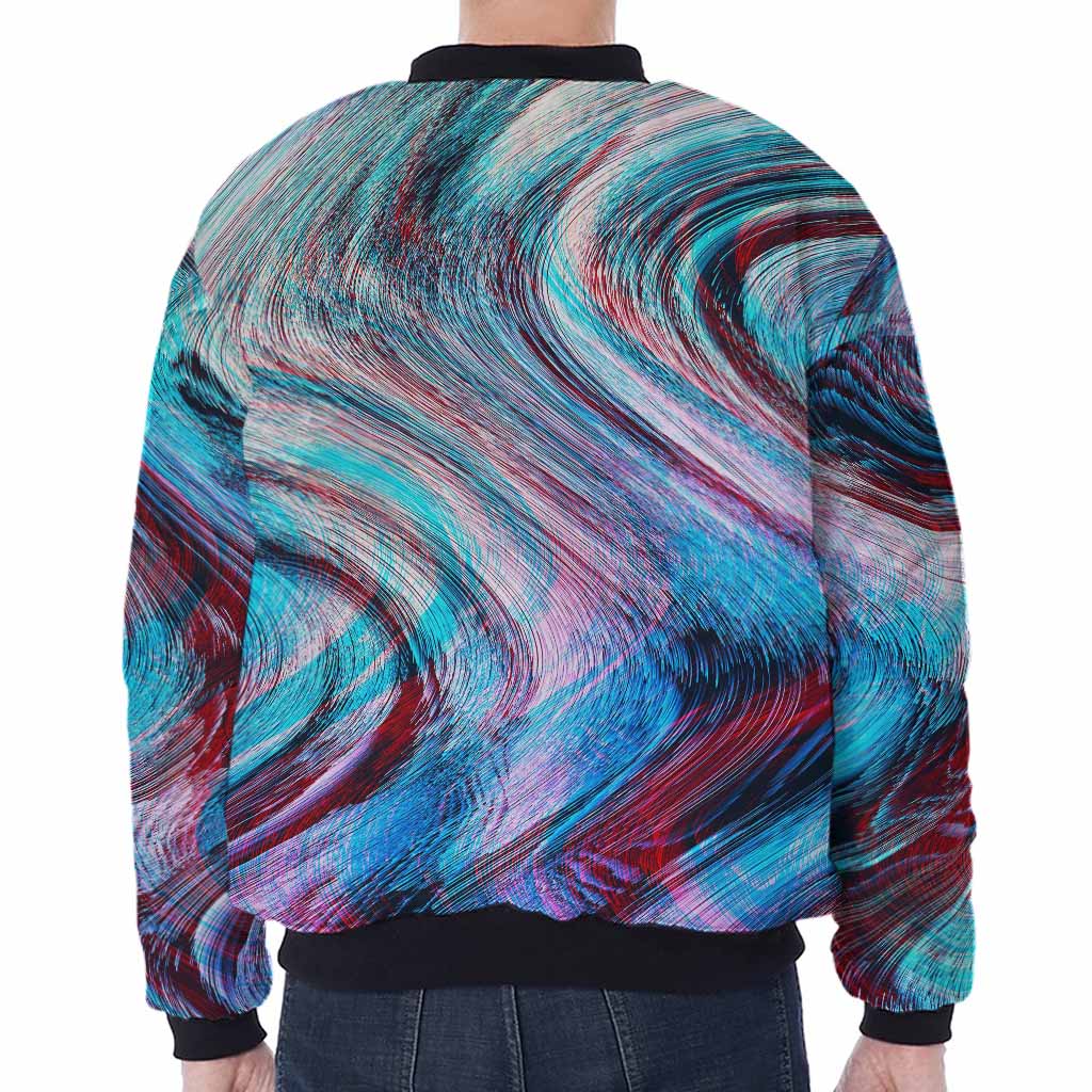 Smoke Psychedelic Trippy Print Zip Sleeve Bomber Jacket