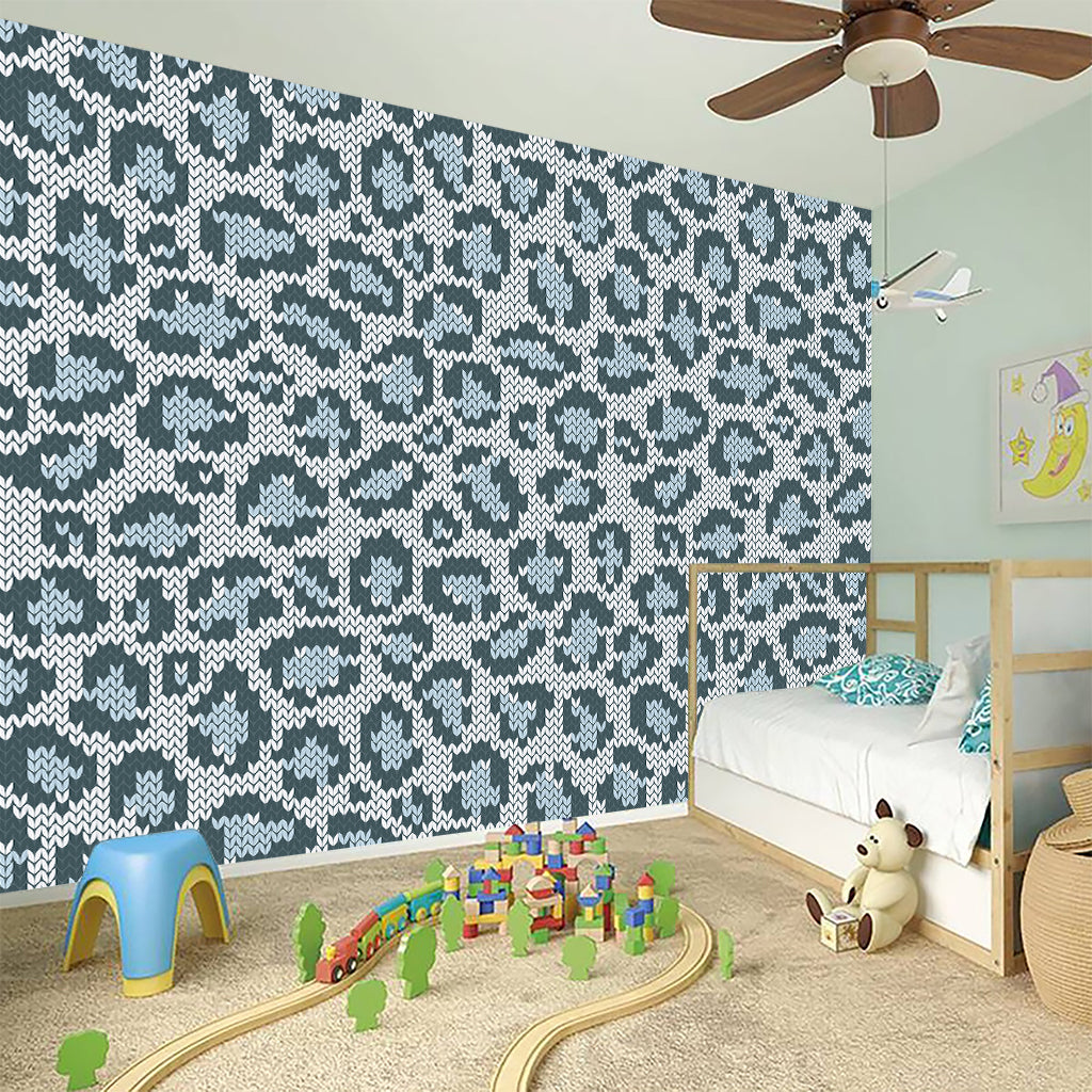 Snow Leopard Knitted Pattern Print Wall Sticker