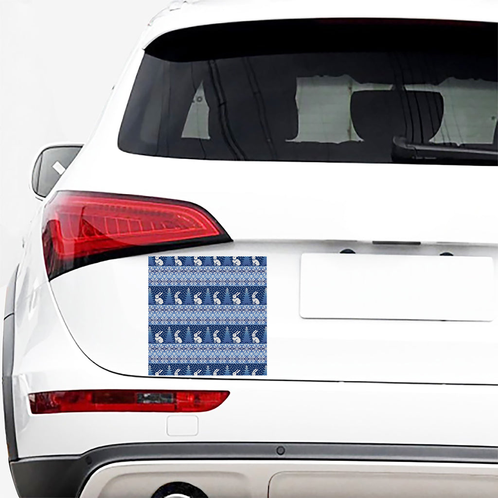 Snow Rabbit Knitted Pattern Print Car Sticker