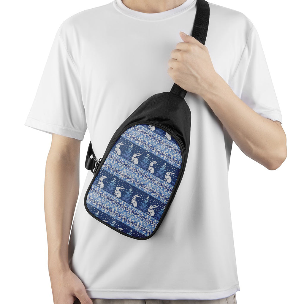 Snow Rabbit Knitted Pattern Print Chest Bag