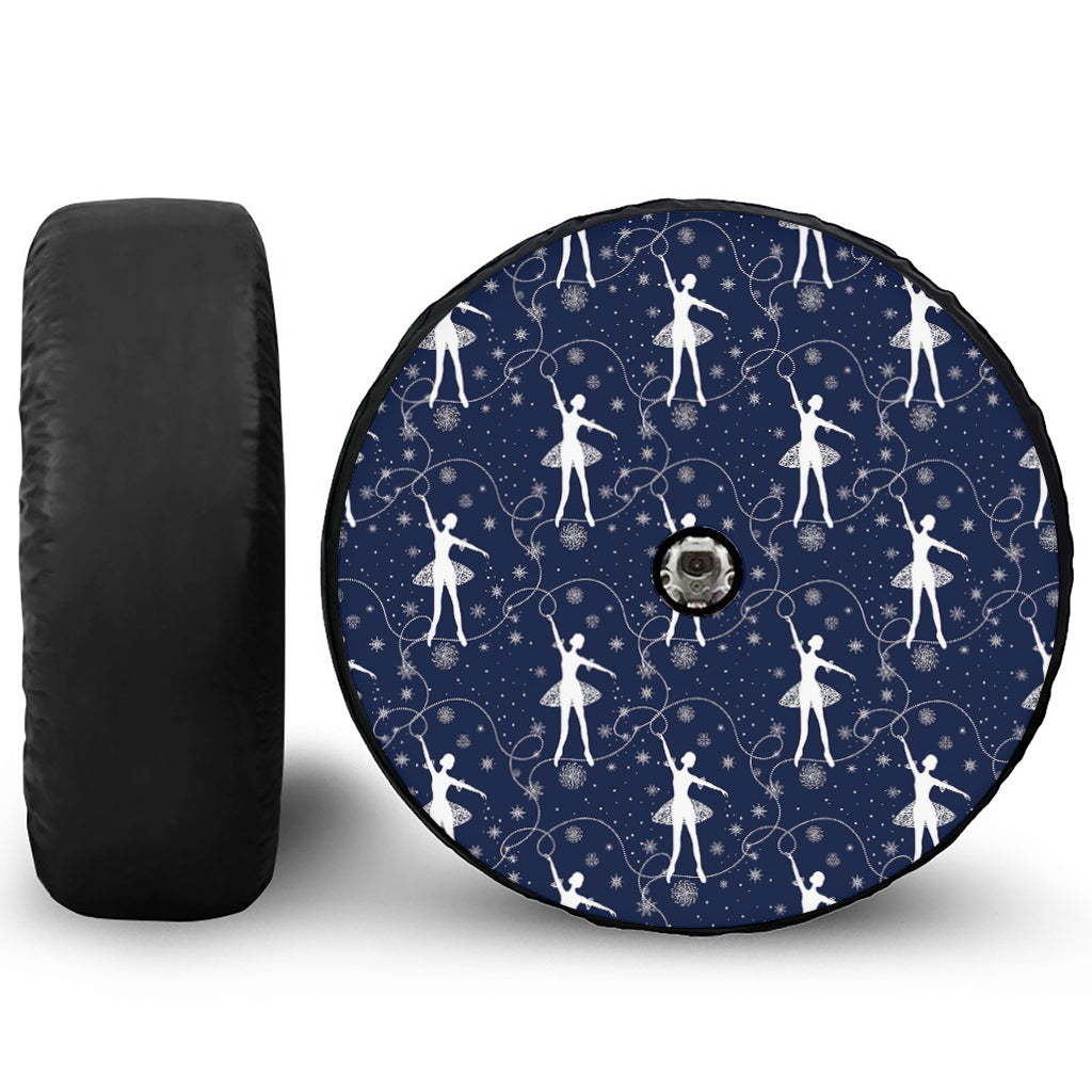 Snowflake Ballet Pattern Print Tire Cover With Camera Hole