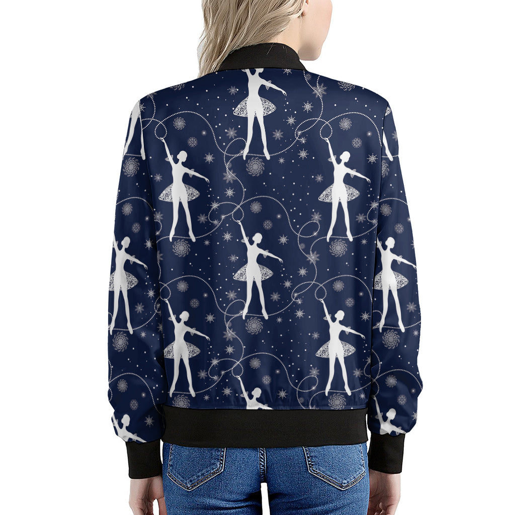 Snowflake Ballet Pattern Print Women's Bomber Jacket