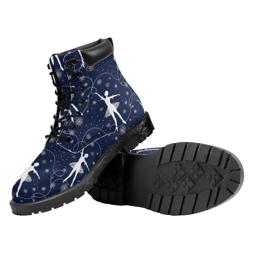 Snowflake Ballet Pattern Print Work Boots