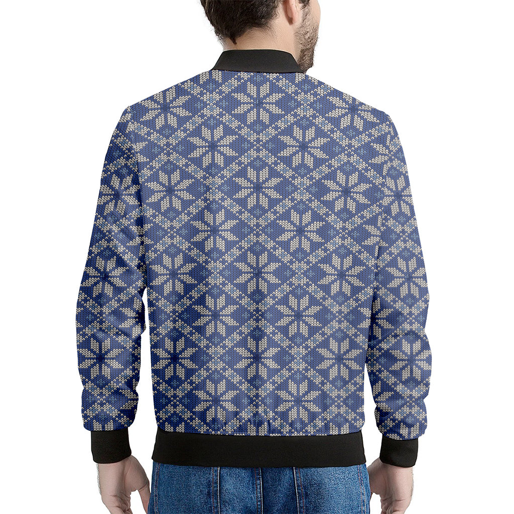 Snowflakes Knitted Pattern Print Men's Bomber Jacket