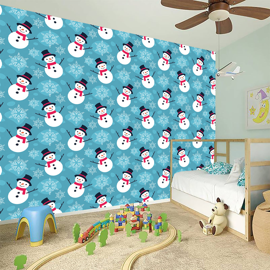 Snowman And Snowflake Pattern Print Wall Sticker