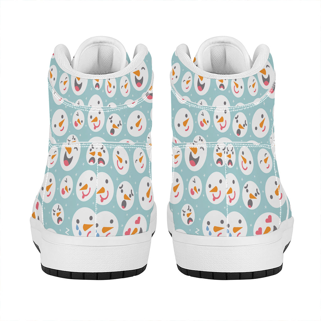 Snowman Emoji Pattern Print High Top Leather Sneakers