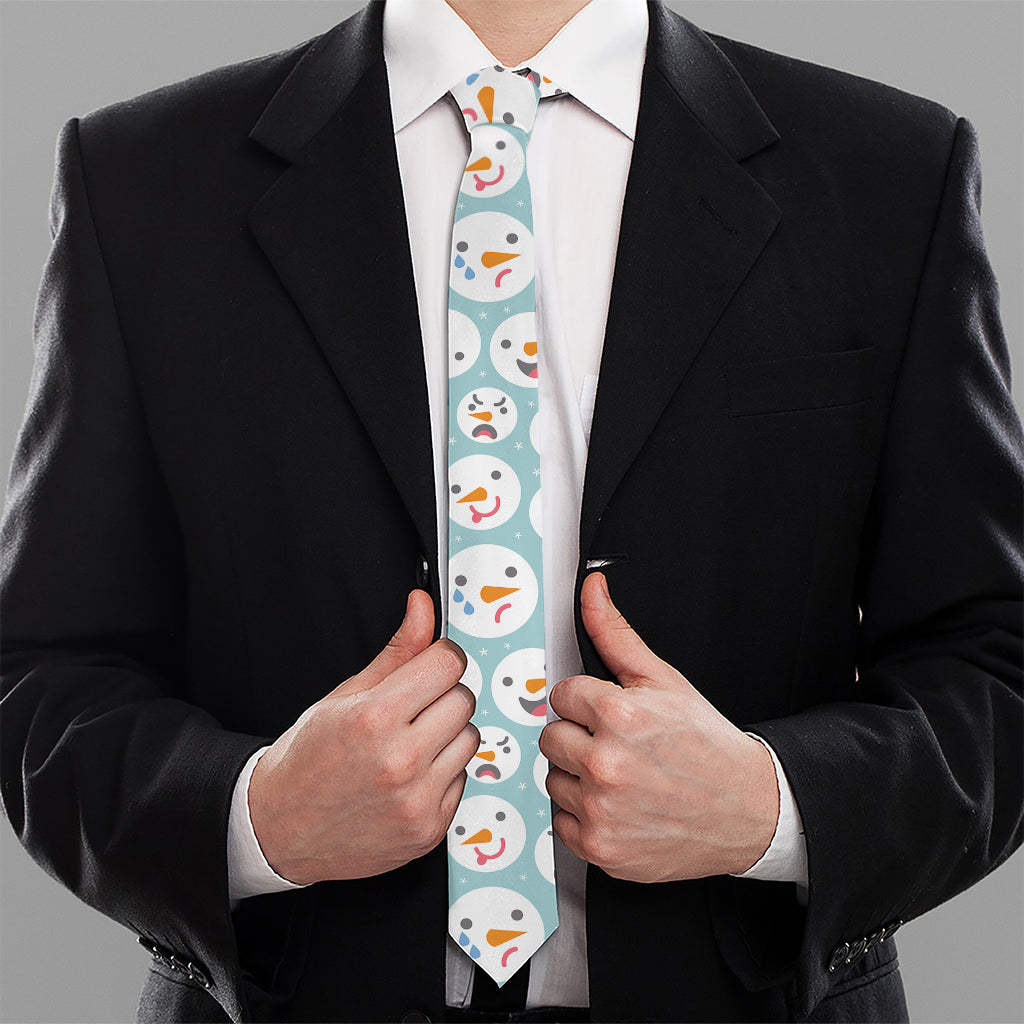 Snowman Emoji Pattern Print Necktie