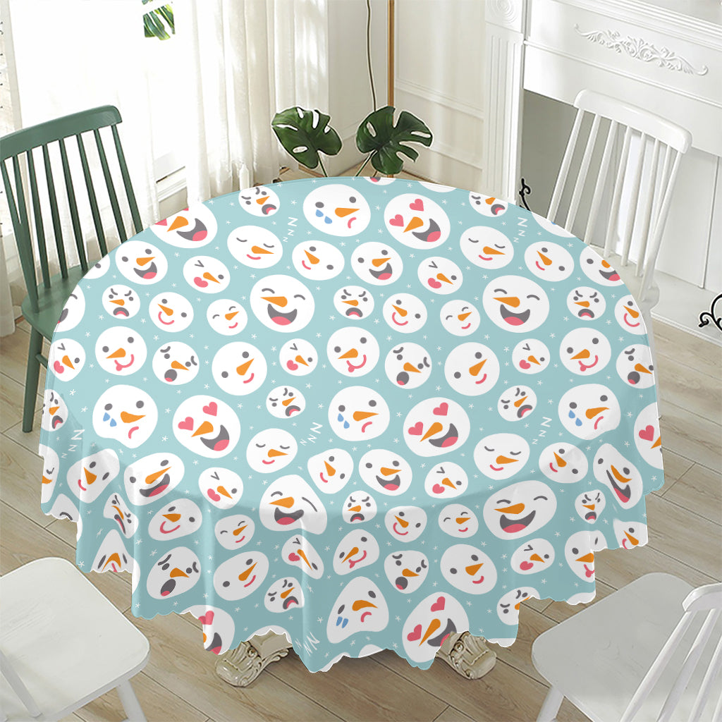 Snowman Emoji Pattern Print Waterproof Round Tablecloth