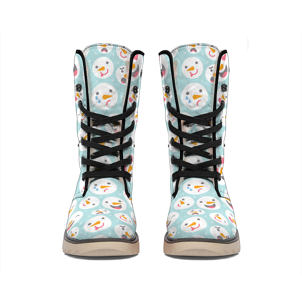 Snowman Emoji Pattern Print Winter Boots