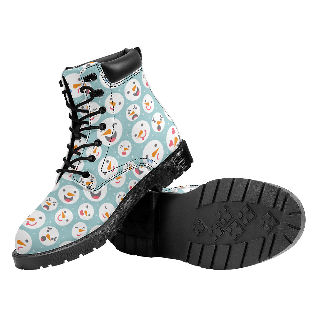 Snowman Emoji Pattern Print Work Boots