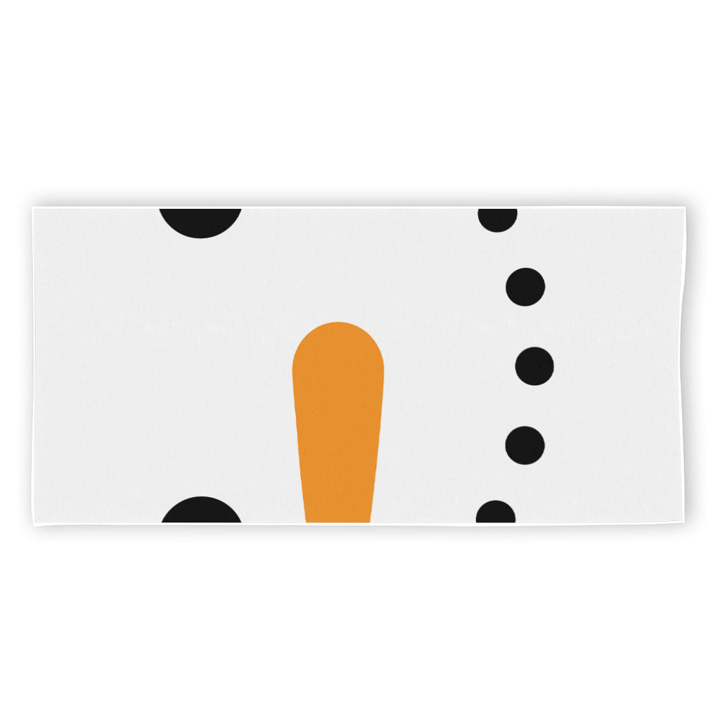 Snowman Face Print Beach Towel