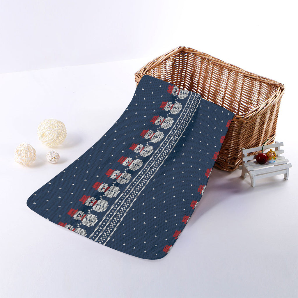 Snowman Knitted Pattern Print Towel