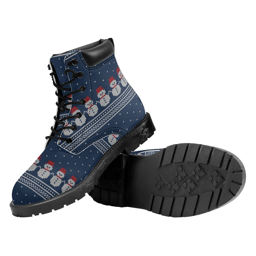 Snowman Knitted Pattern Print Work Boots