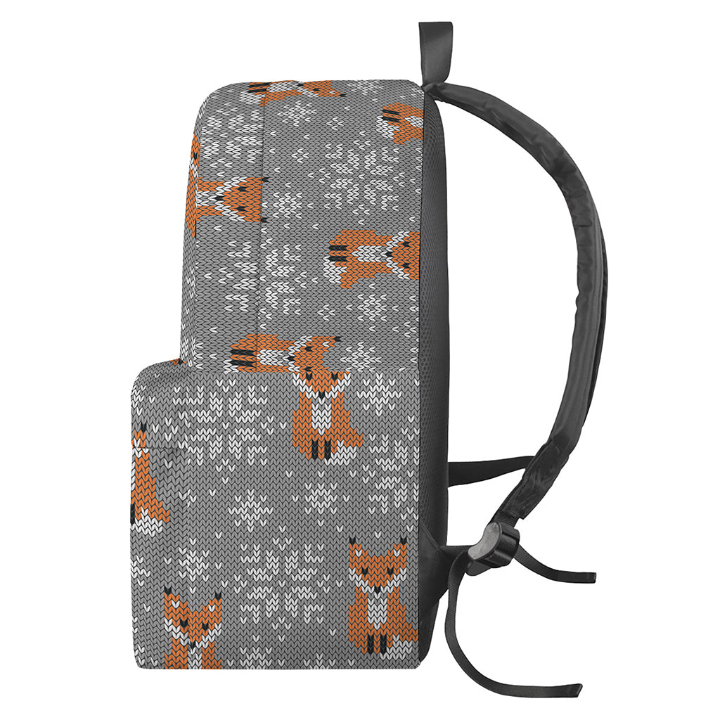 Snowy Fox Knitted Pattern Print Backpack