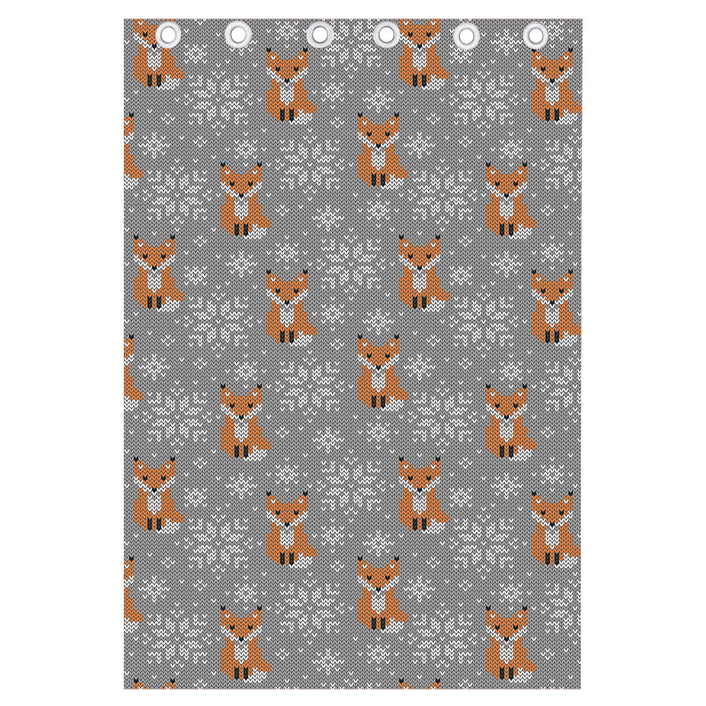 Snowy Fox Knitted Pattern Print Curtain
