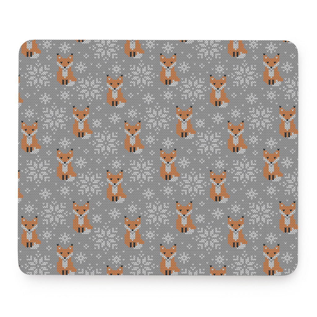 Snowy Fox Knitted Pattern Print Mouse Pad