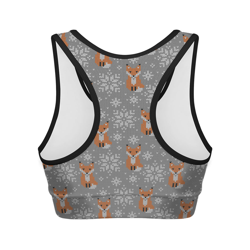 Snowy Fox Knitted Pattern Print Women's Sports Bra