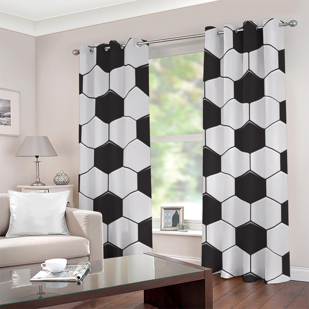 Soccer Ball Print Grommet Curtains