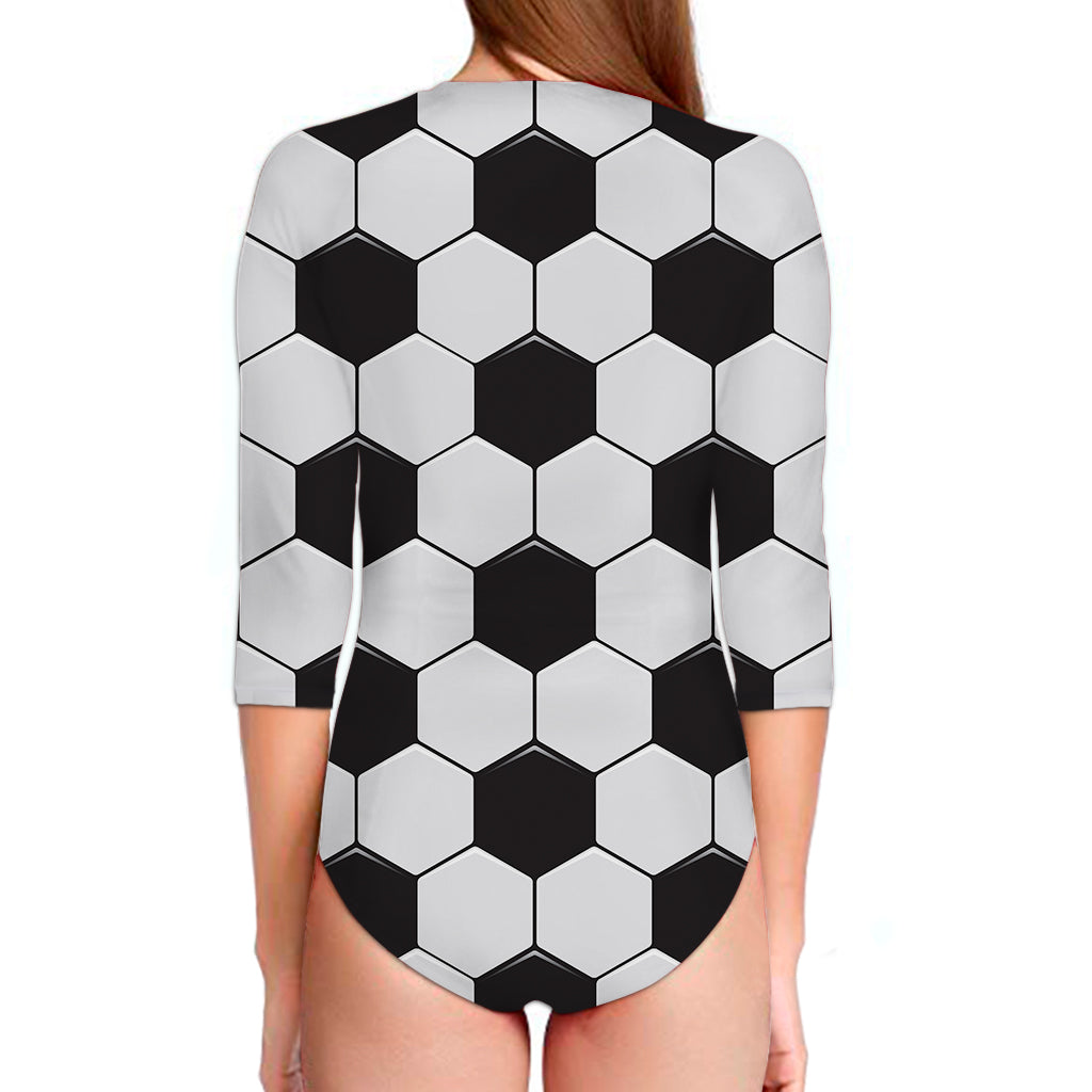 Soccer Ball Print Long Sleeve Swimsuit