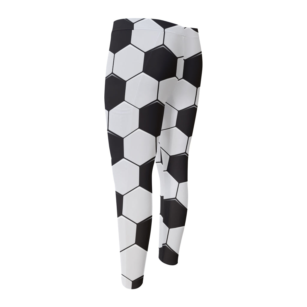 Soccer Ball Print Men's Compression Pants