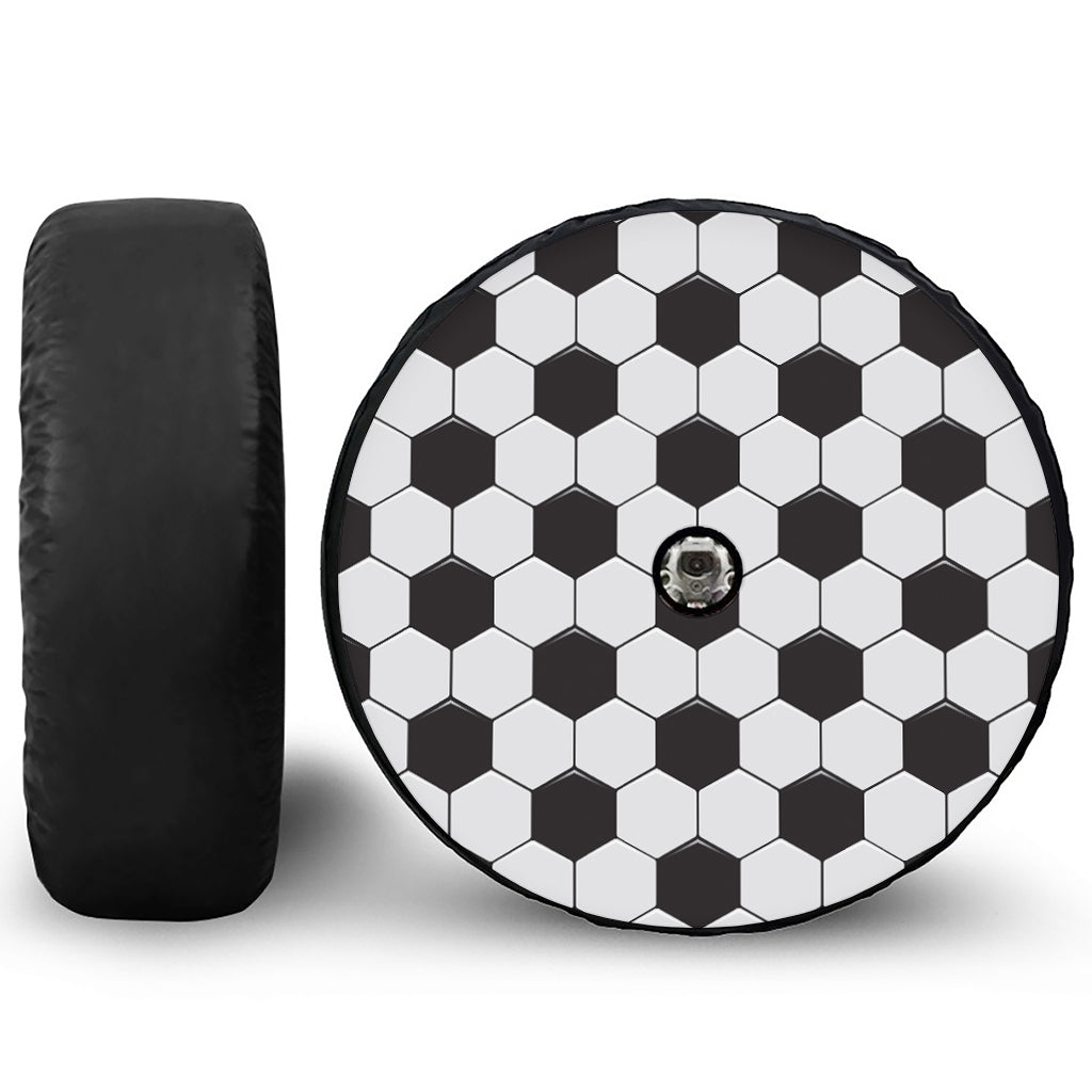 Soccer Ball Print Tire Cover With Camera Hole