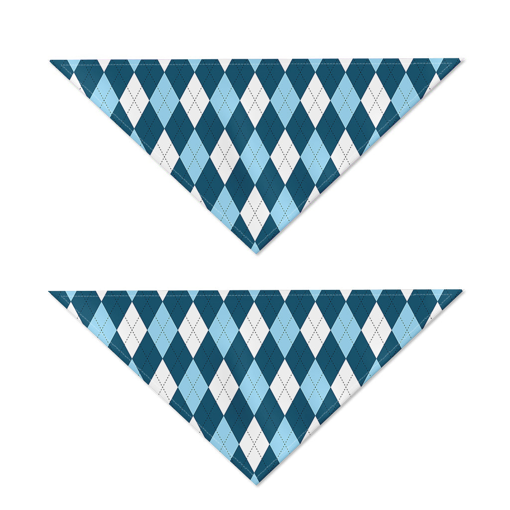 Soft Blue Argyle Pattern Print Dog Bandana