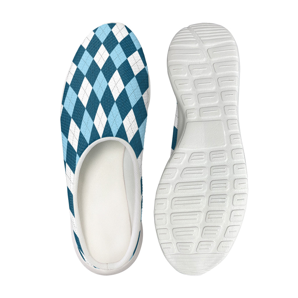 Soft Blue Argyle Pattern Print Mesh Casual Shoes