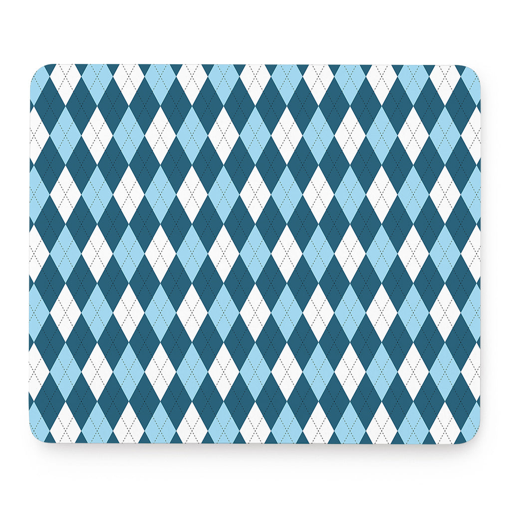 Soft Blue Argyle Pattern Print Mouse Pad