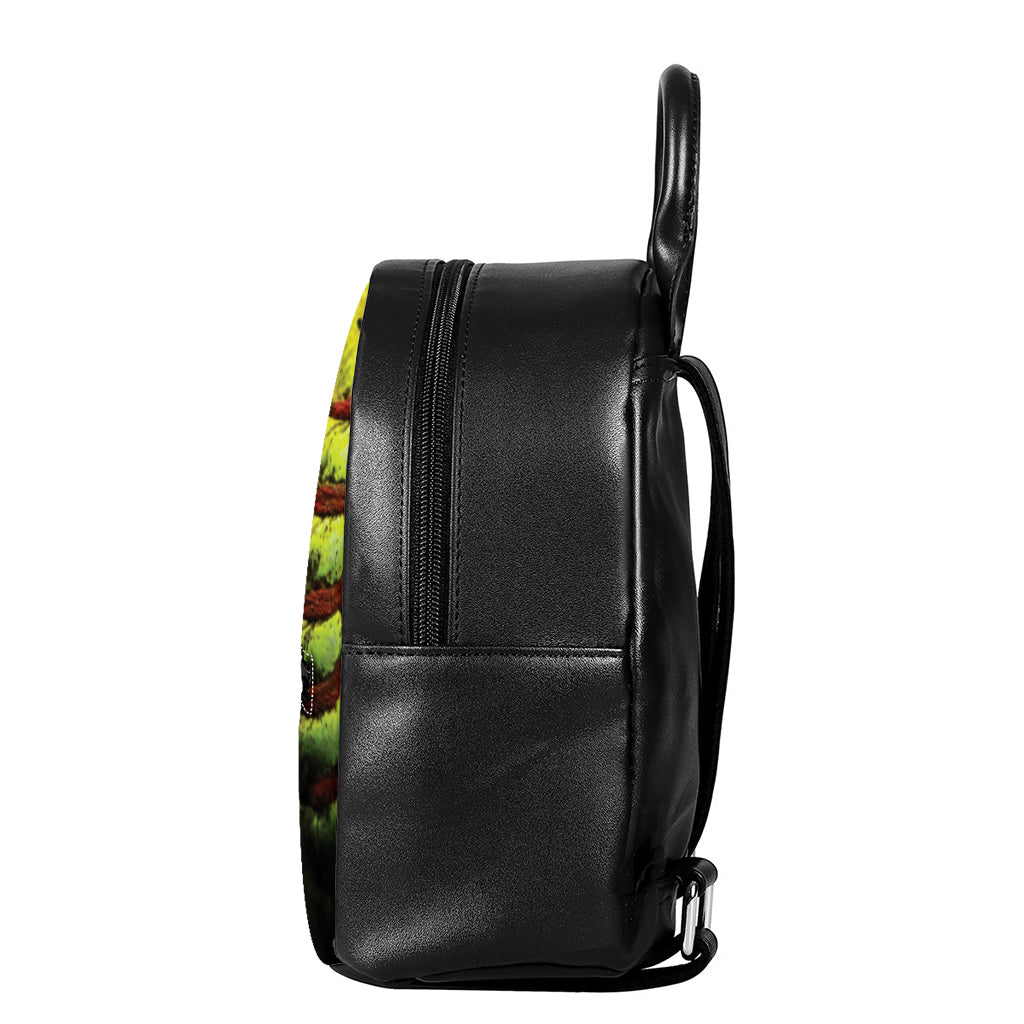 Softball Ball Print Leather Backpack