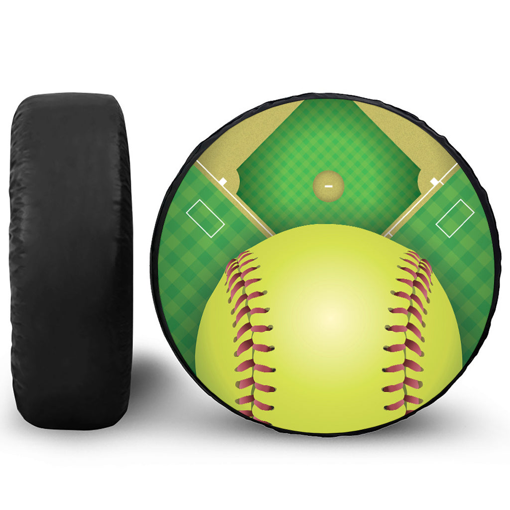 Softball Field And Ball Print Tire Cover