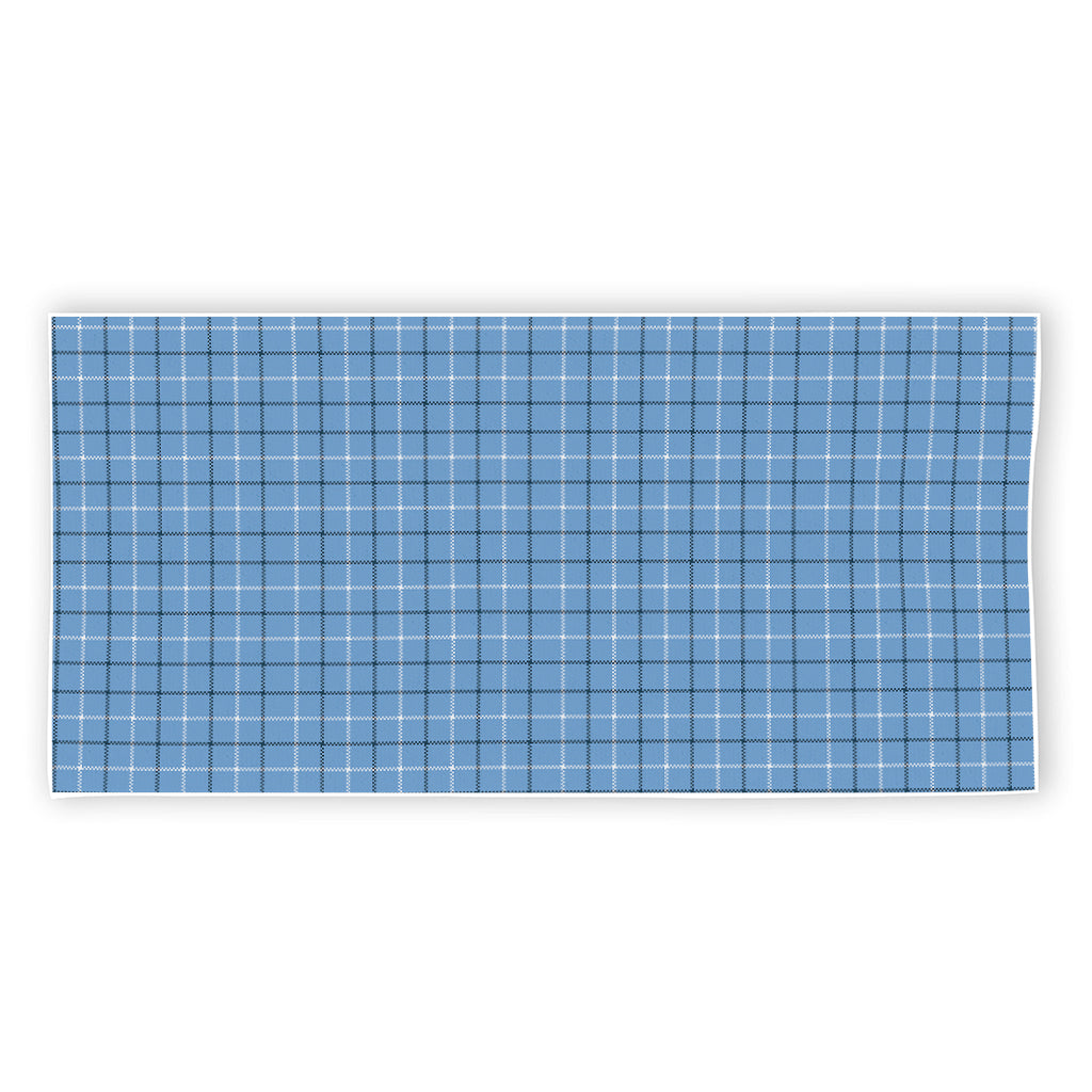 Solf Blue Tattersall Pattern Print Beach Towel
