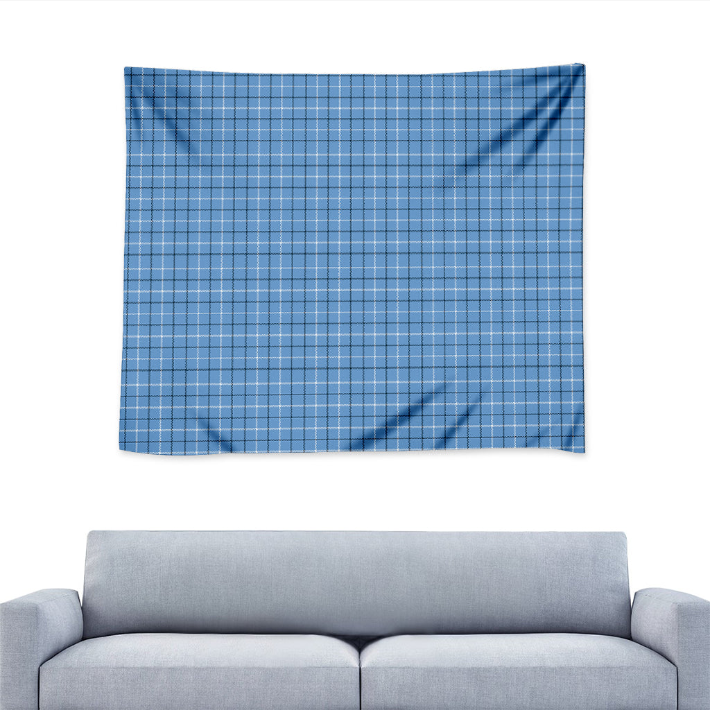 Solf Blue Tattersall Pattern Print Tapestry