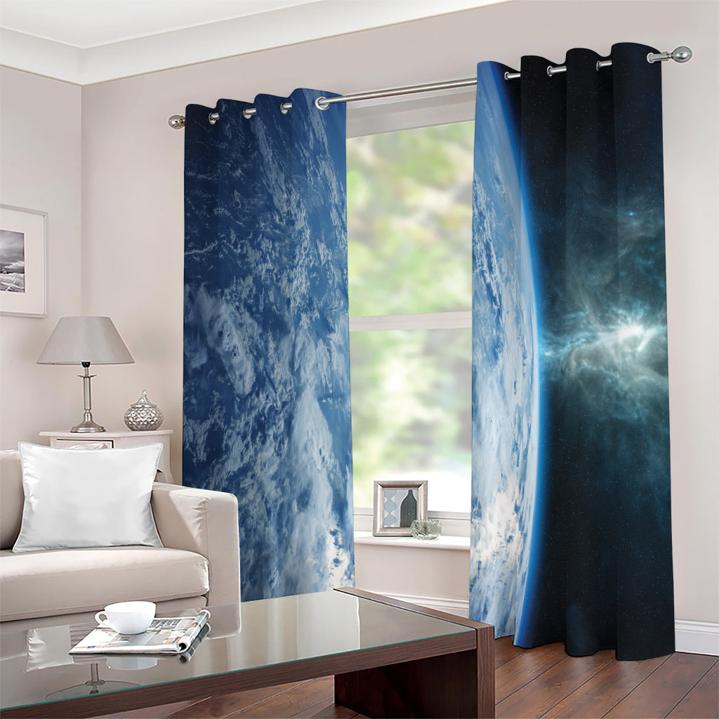 Space And Earth Print Grommet Curtains