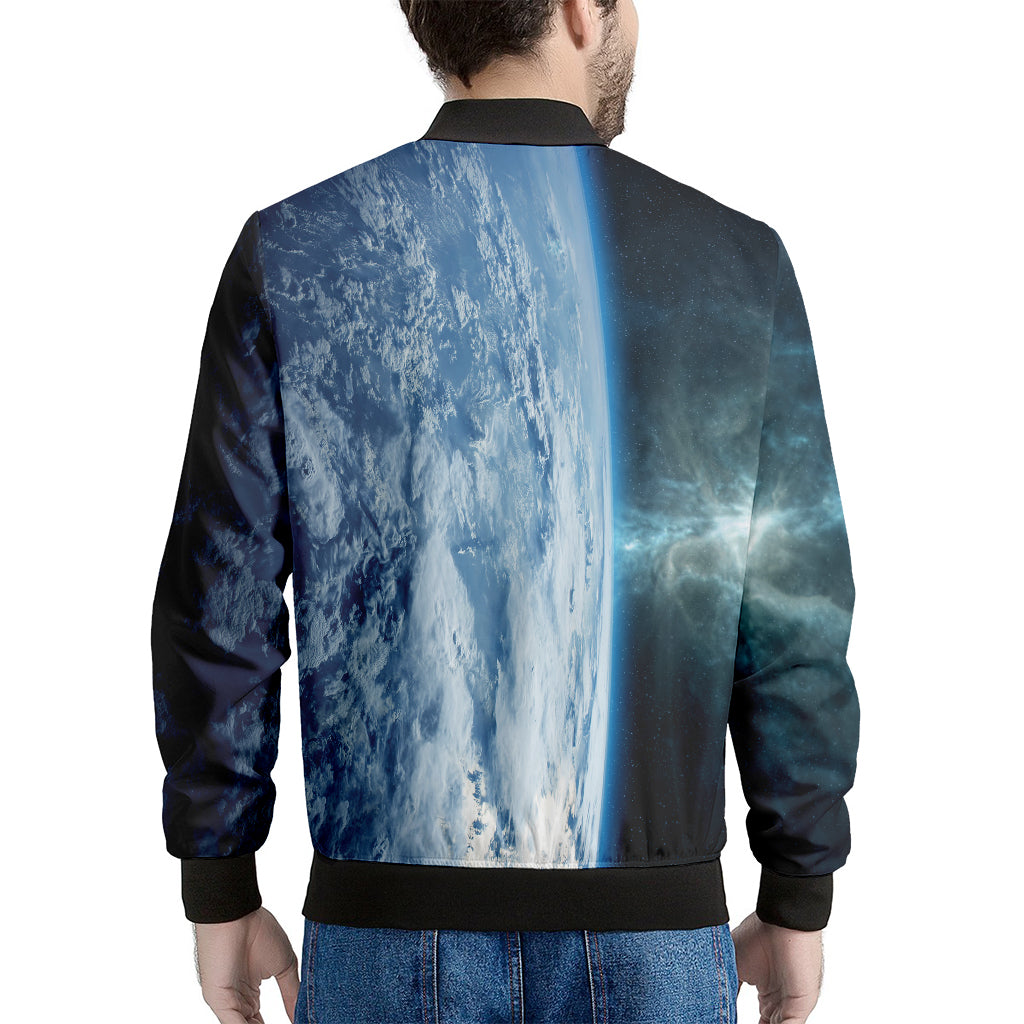Space And Earth Print Men's Bomber Jacket