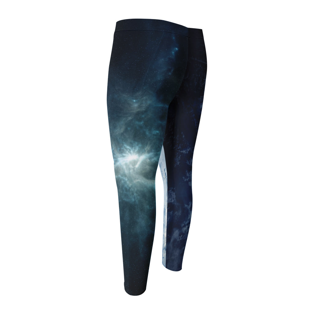 Space And Earth Print Men's Compression Pants