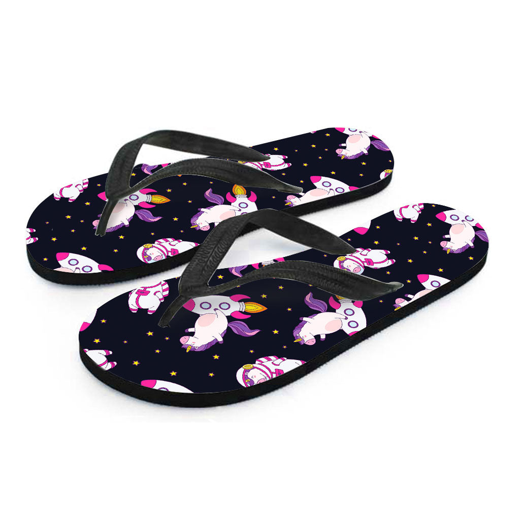 Space Astronaut Unicorn Pattern Print Flip Flops