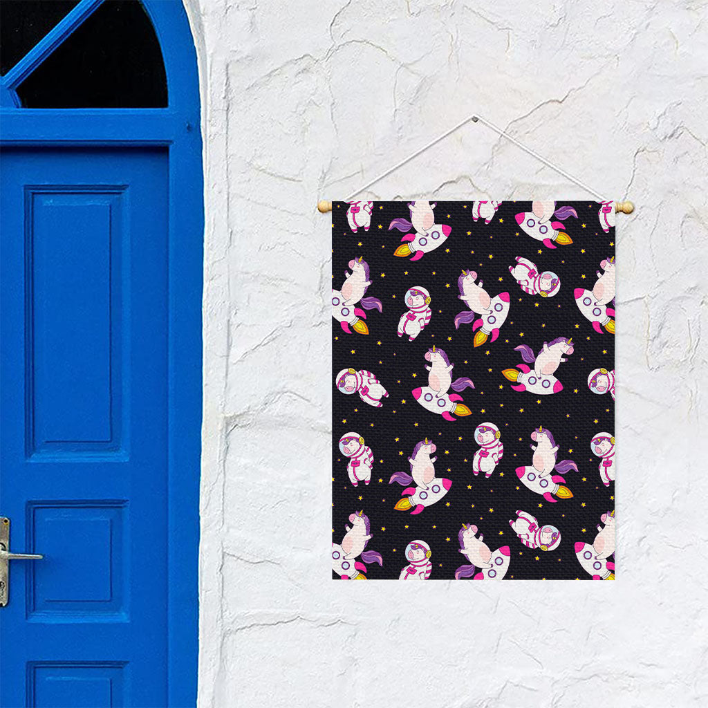 Space Astronaut Unicorn Pattern Print Garden Flag