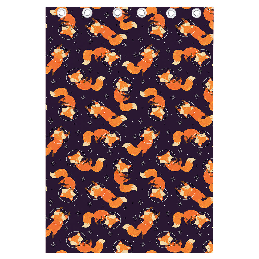 Space Fox Pattern Print Curtain