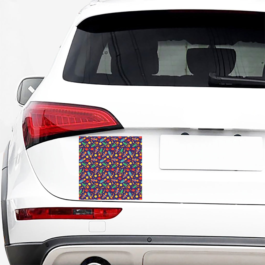 Space Rockets Pattern Print Car Sticker